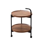 ２段 ラウンドカート キャスター付き 取手付 金属フレーム ホテル ケーキカートティーカート 食品配達カート