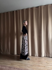 MADE IN FRANCE artistic velour long dress-5048-10