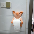 クリエイティブな豚のトイレットペーパーホルダー バスルームティッシュストレージラック 壁掛けティッシュディスペンサーコンテナ カートゥーンティッシュハンギングシェルフ バスルームアクセサリー