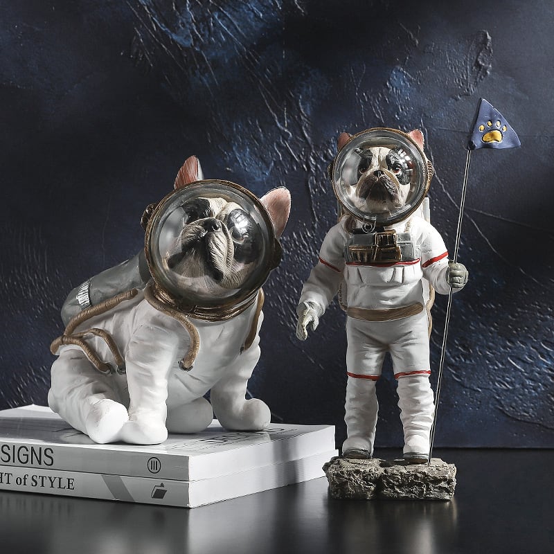 ブルドッグ 犬 Dog 宇宙飛行士 船外活動 お座り 置物 オブジェ 玄関