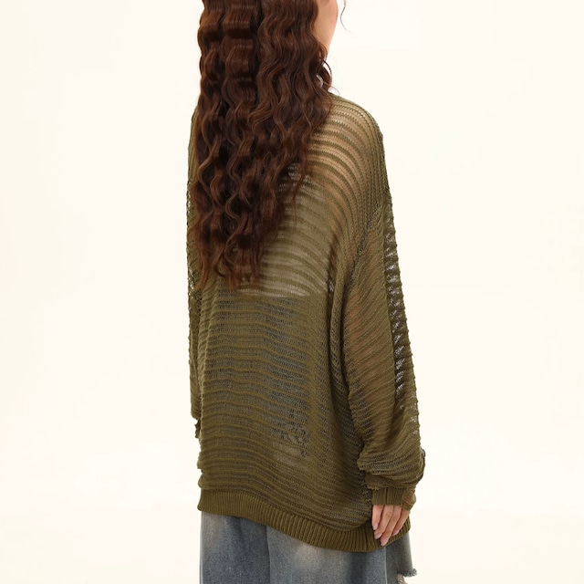 lace-up mesh knit　レースアップメッシュニット　J2140