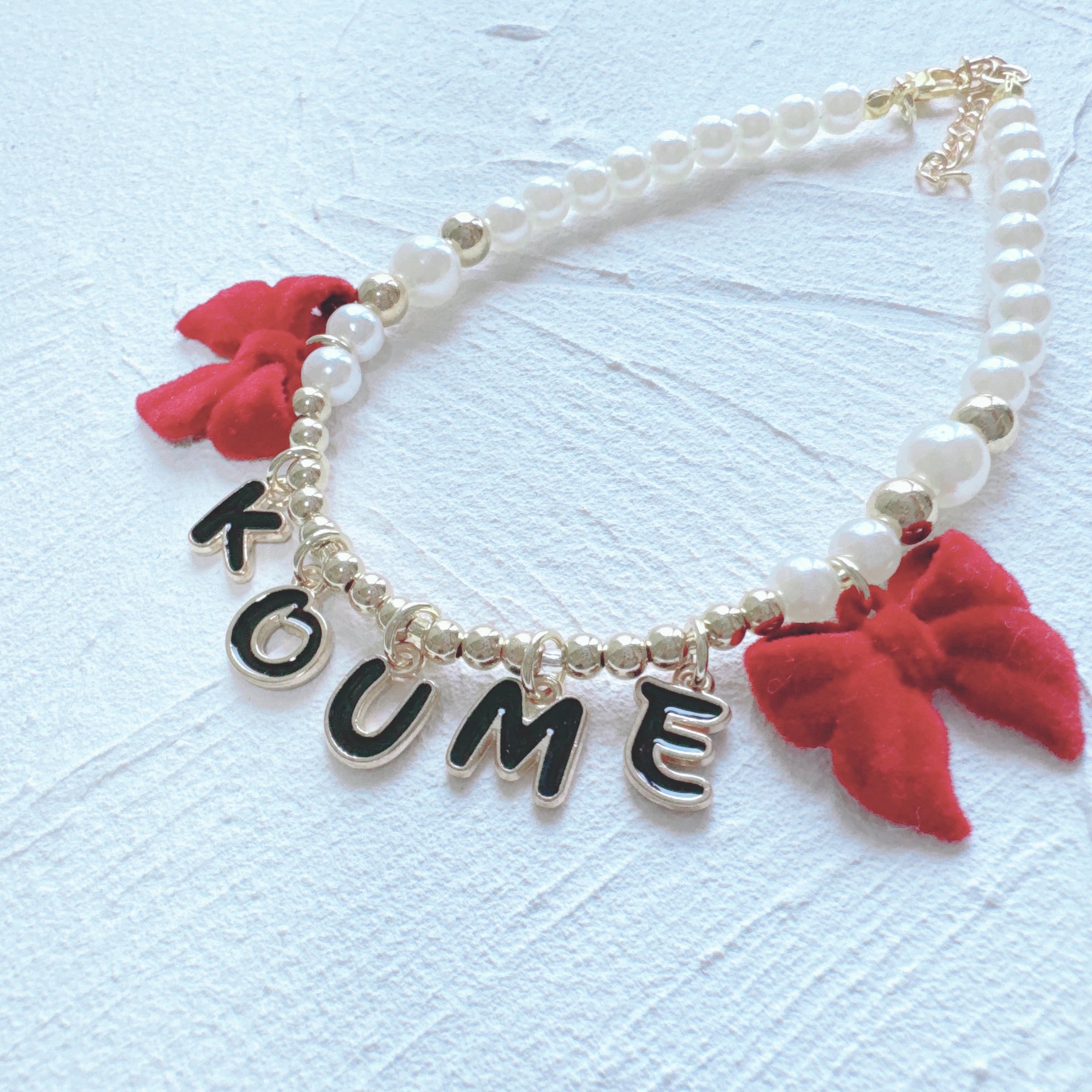 大きなリボンお名前ネックレス