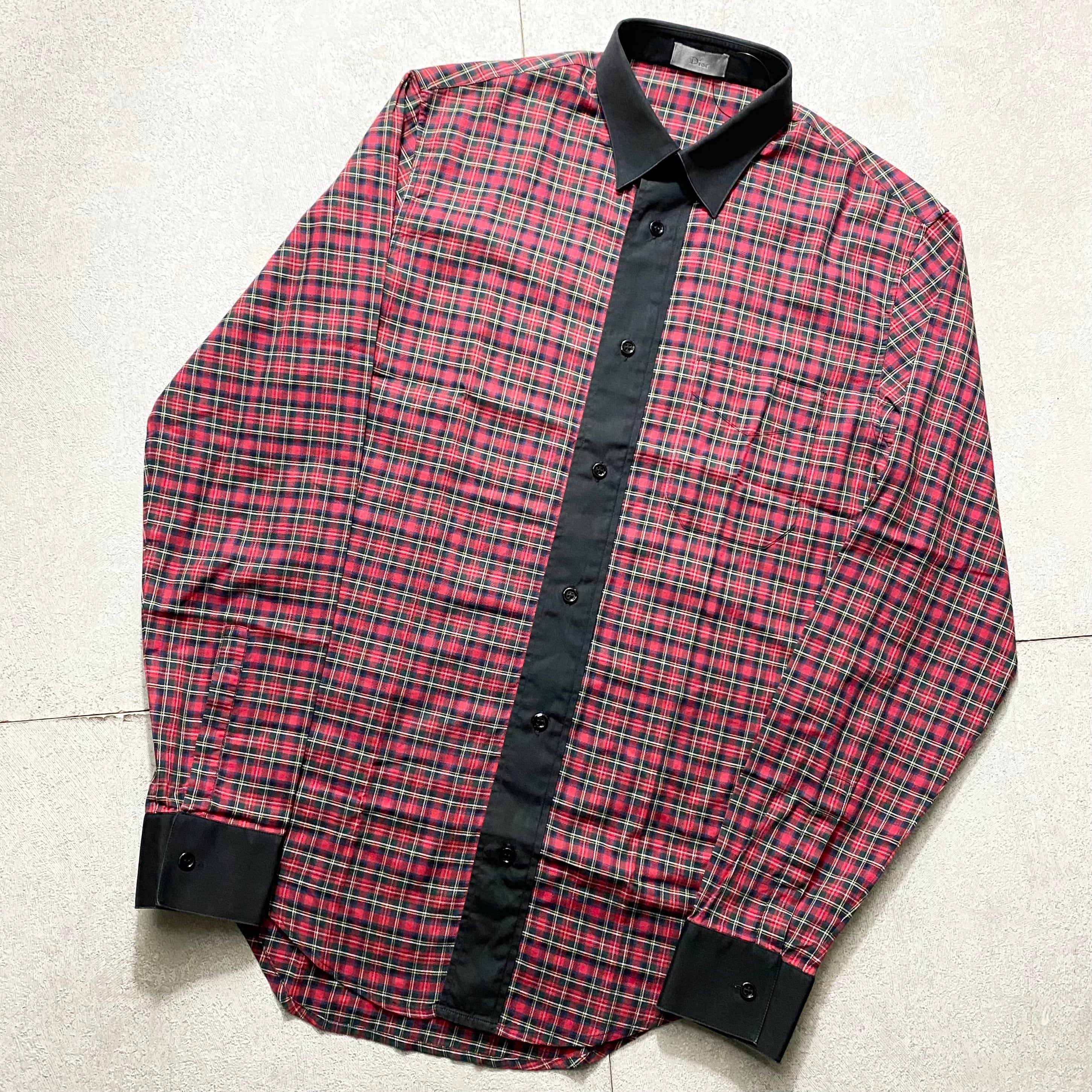2005AW DIOR HOMME check pattern cleric shirt | NOIR ONLINE
