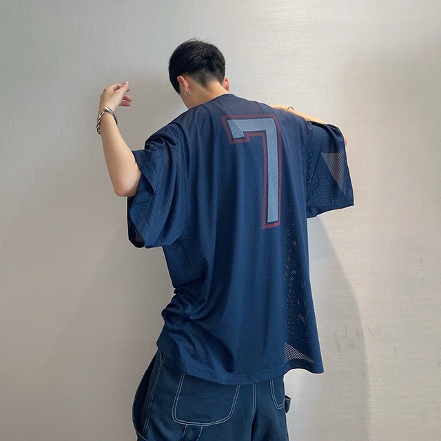 dannyandzeeスポーティーメッシュプリント半袖Tシャツ