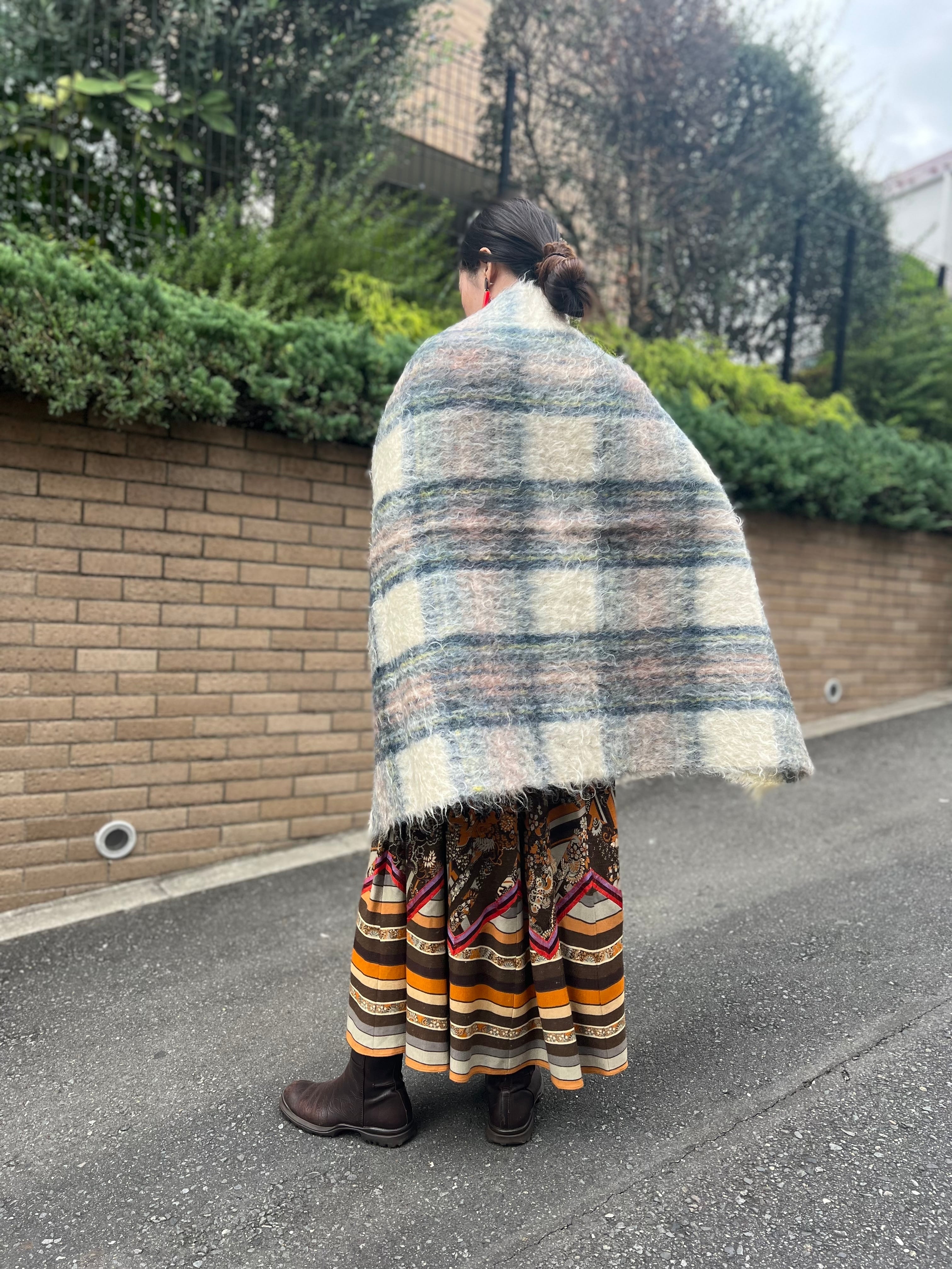 Vintage Scotland plaid mohair muffler ( ヴィンテージ ...