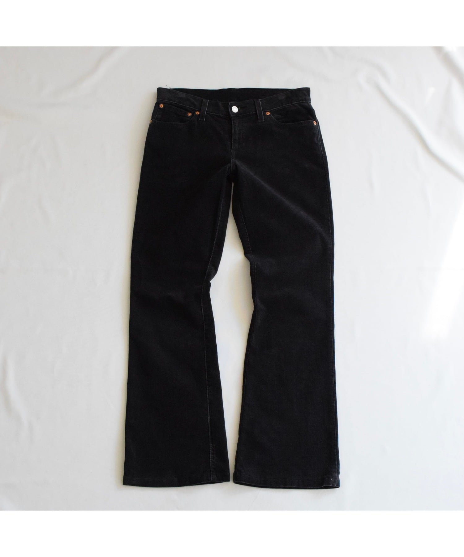 00's EURO LEVIS フレアパンツ レディースW28 ブラック コーデュロイ