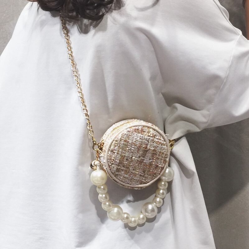 ミニチェーン パール 真珠 ハンドバッグ 手作りハンドバック46020985751