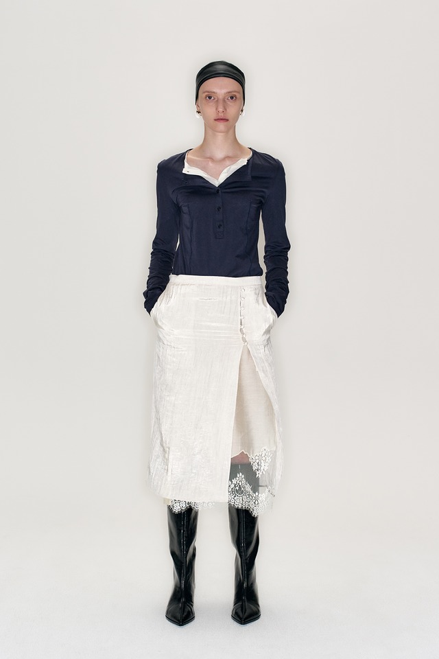 [YCH] LONG PLACKET DETAIL LONG SLEEVE (navy) 正規品 韓国ブランド 韓国通販 韓国代行 韓国ファッション スリータイムズ ワイシーエイチ 日本 店舗