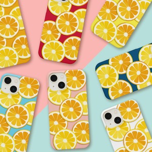 送料無料 iPhone/Android オレンジとレモンの選べるスマホケース 強化ガラス・グリップ・バンパー・カード収納・ストラップ他