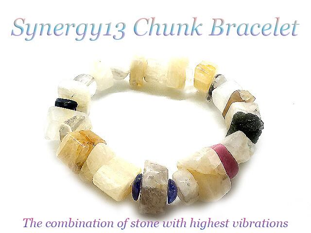 シナジー13チャンクブレスレット(サウラライト・アゼツライトベース+アメジストサウラライト)