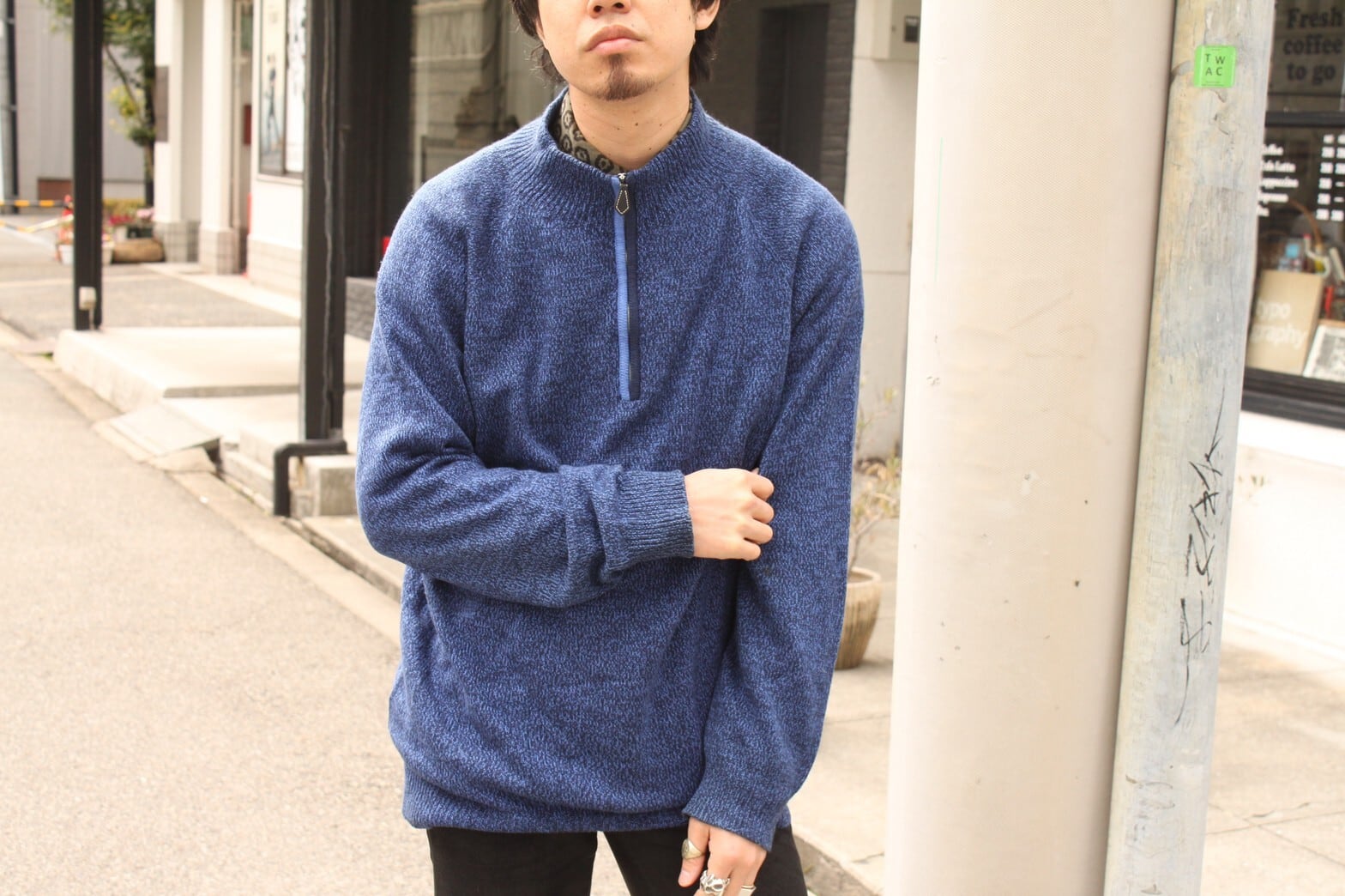 HERMES Cashmere×Silk Half-Zip Knit ITALY製