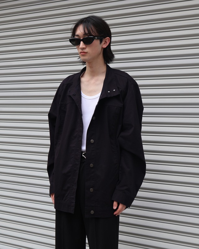 highneck Box silhouette cotton blouson