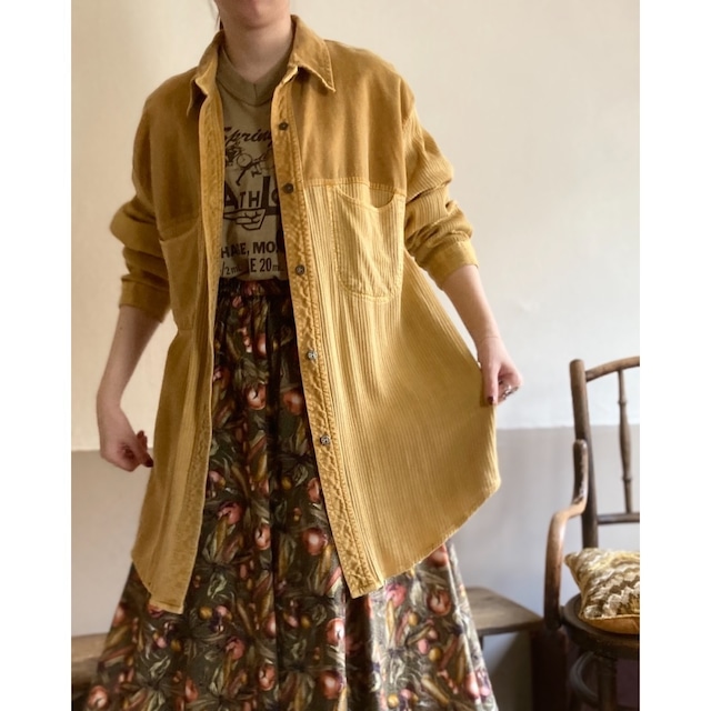 Vintage Mustard Cotton Oversized Shirt