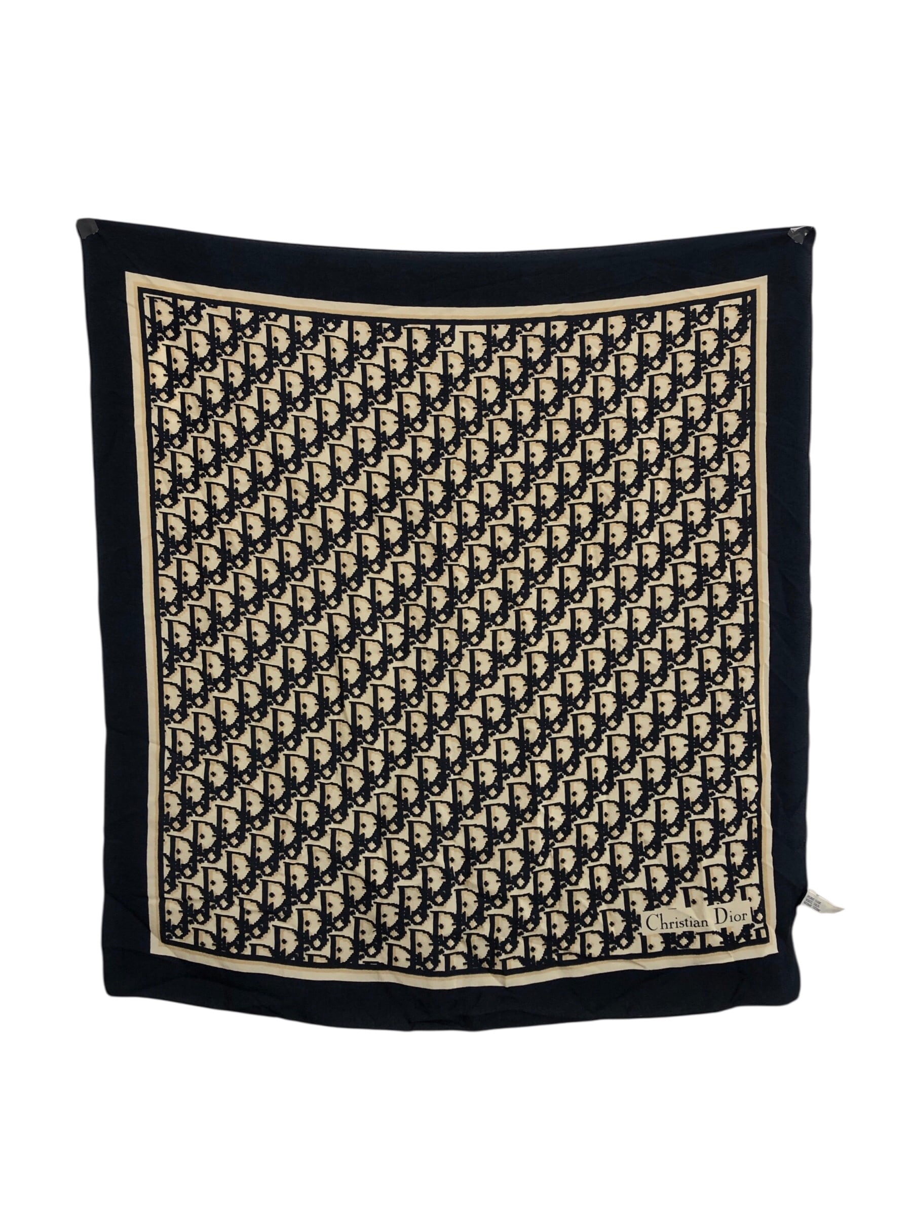 Christian Dior クリスチャン ディオール トロッター スカーフ ネイビー シルク vintage ヴィンテージ オールド aerczg