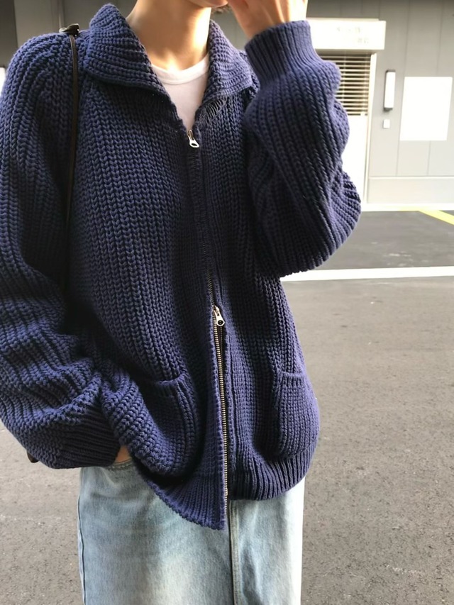 (予約) taffeta / Dumbo 2way zip-up knit 3color