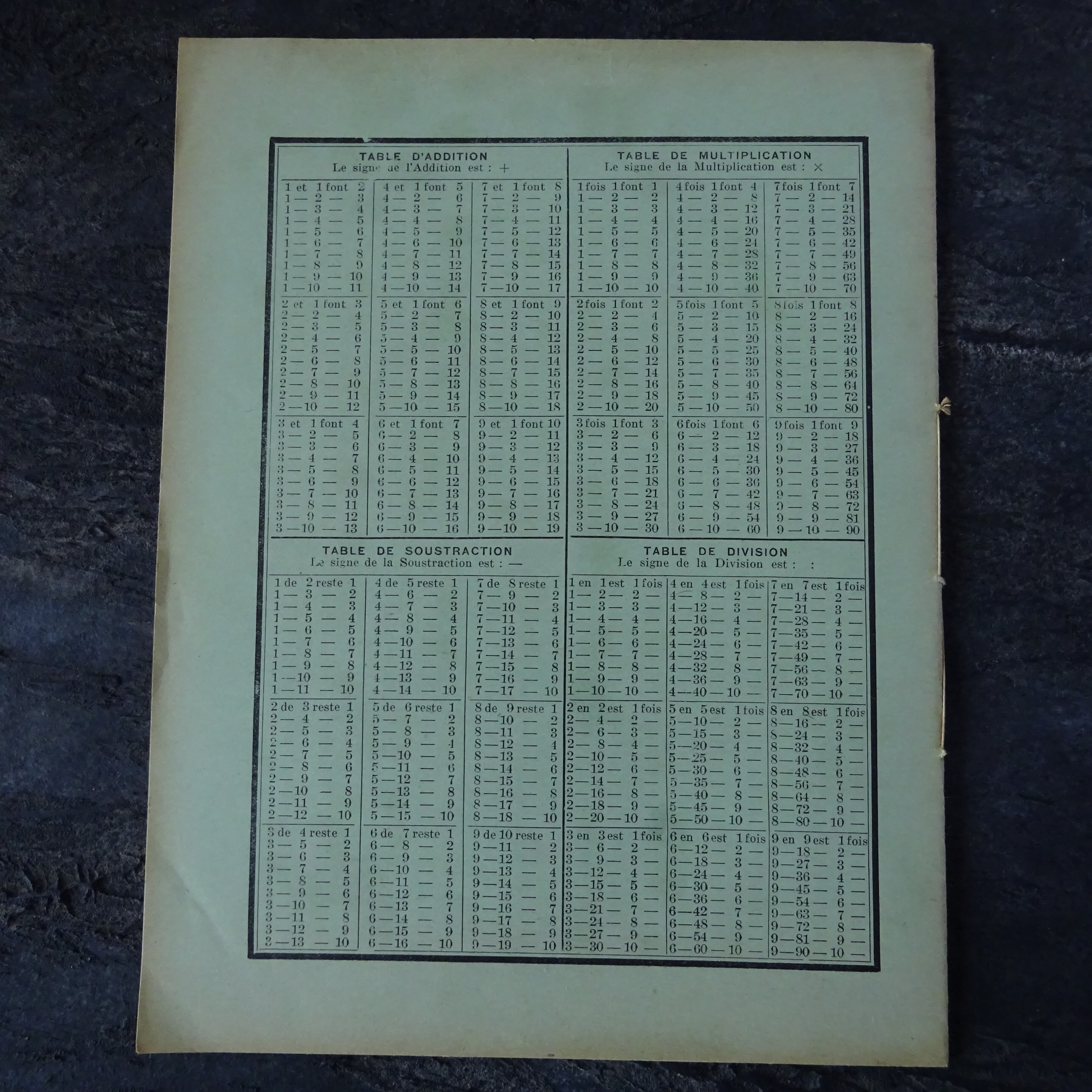 Cahier scolaire ancien