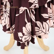 【美品 ハワイ製 フラダンス衣装】ブラウン CC Fashions ワンピース ドレス 茶 ピンク ハイビスカス柄 キャミソール かわいい