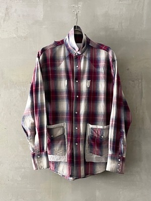 TrAnsference replaced pockets ombre check western shirt - red