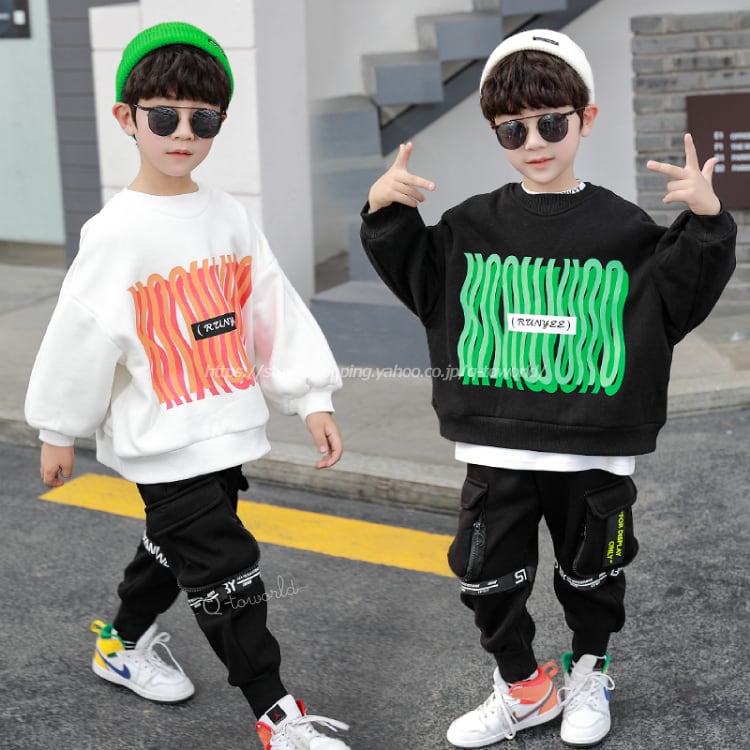 90 150 トップス パンツ トレーナー オシャレ 2点セット 全２色 韓国版 韓国子供服 子供服 男の子 Q Toworld キュートワールド 子供服 メール便は何点でも送料の合計は280円