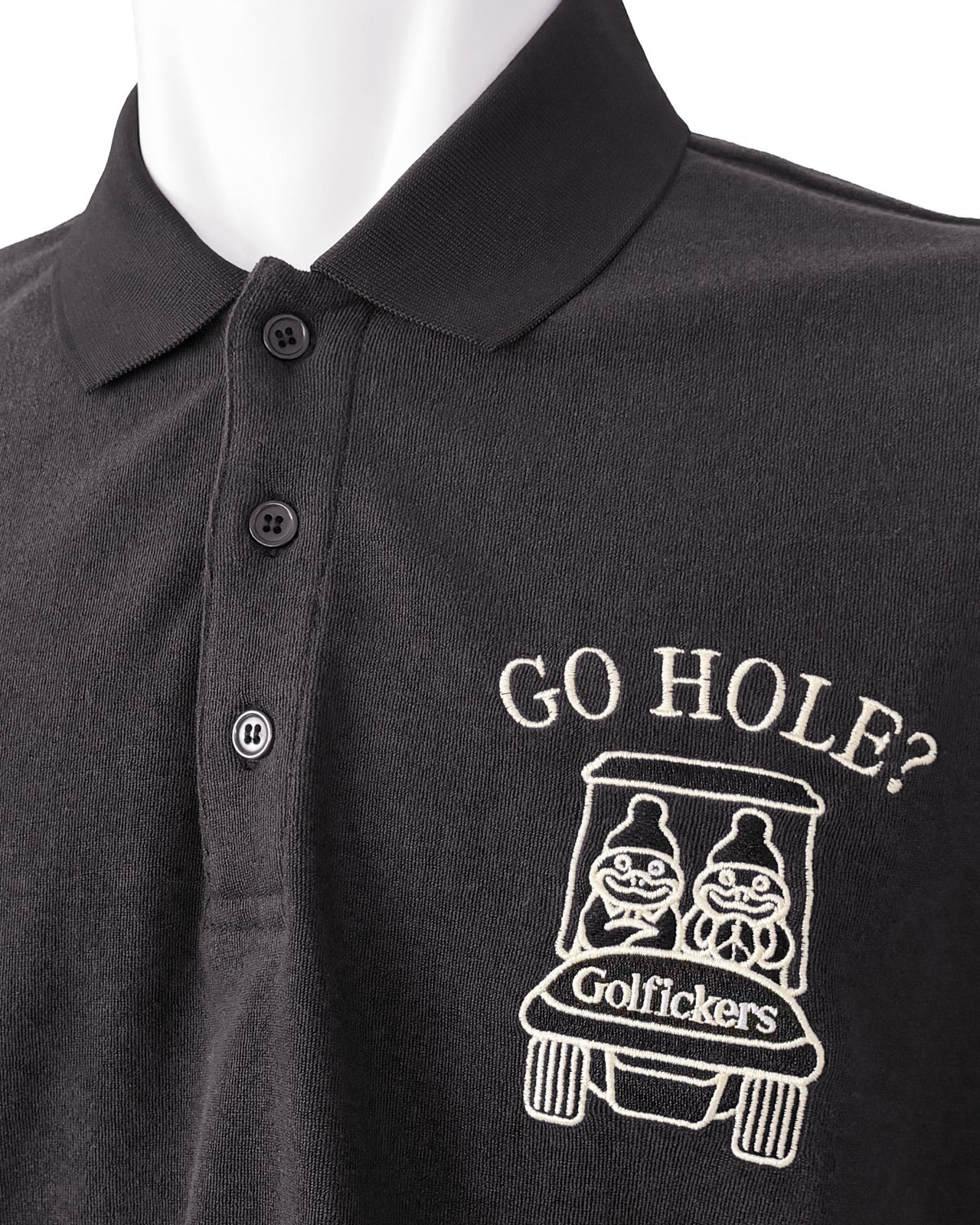 HOLE 667] Pile Polo Shirts -Black- | Golfickers