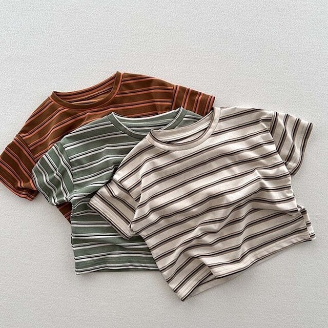 【BABY&KID】夏新作配色ボーダー柄Tシャツ