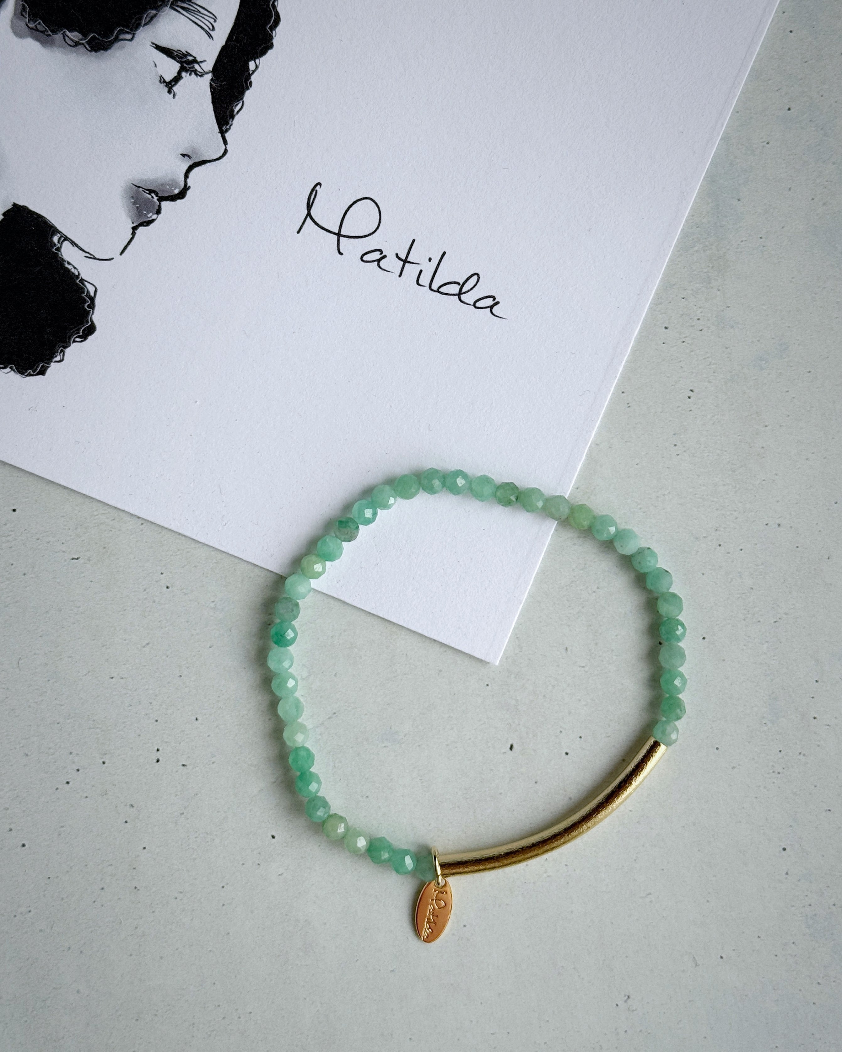 【再販】Tube & stone bracelet(エメラルド)