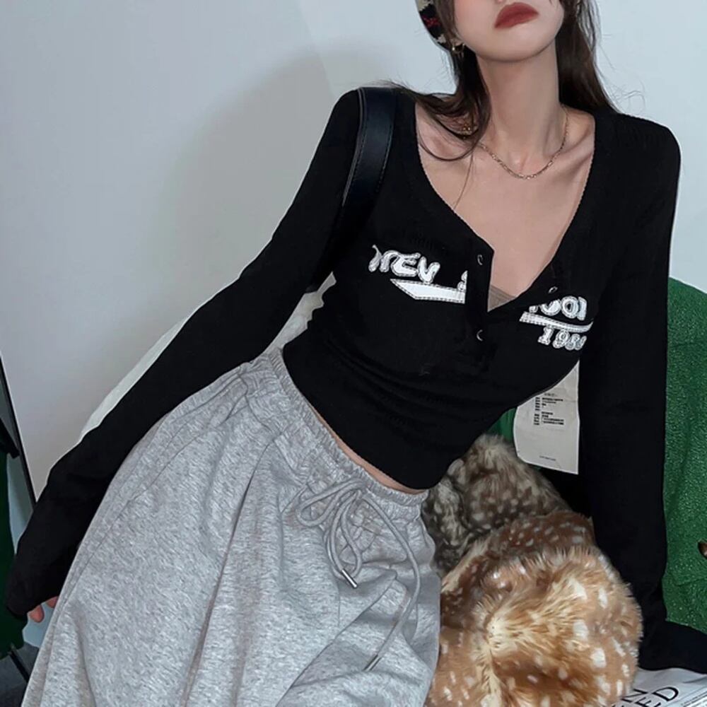 Y2k長袖tシャツシャツ女性の秋/冬2022新アイテムタイトフィット