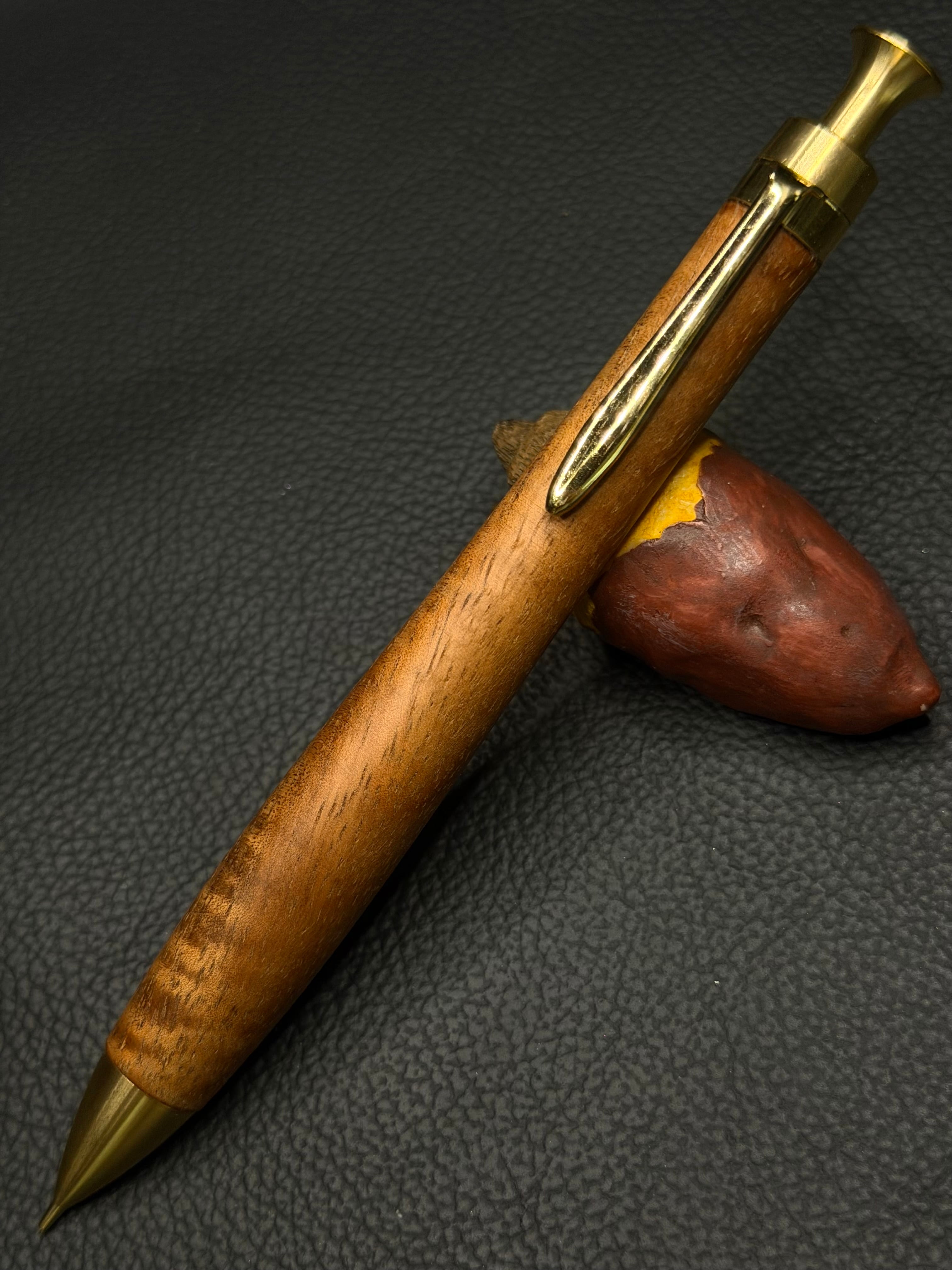 新品・未使用】ボナンペン 槐 玉杢 シャーペン 真鍮金具 えんじゅ 槐