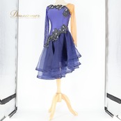 社交ダンス 衣装 ラテン ドレス ワンピース パープル系 ネイビー系 紺 紫 黒 セキネ SEKINE 日本製 レース デモ 競技 ダンス パーティ 発表会 競技用 ラテン用 デモンストレーション 発表会用上品 大人可愛い