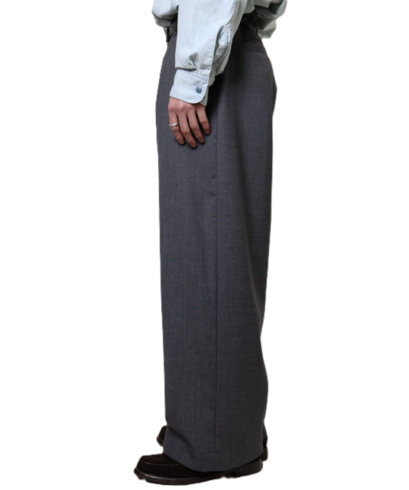 UNIVERSAL PRODUCTS. / 261-60514 SUMMER WOOL WIDE TROUSERS (GRAY