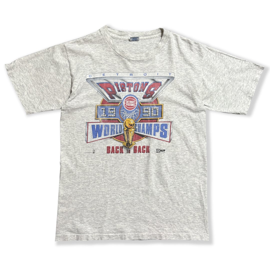 Detroit Pistons -1990 World Champs BACK TO BACK- Printed T-Shirt. SALEM SPORTSWEAR