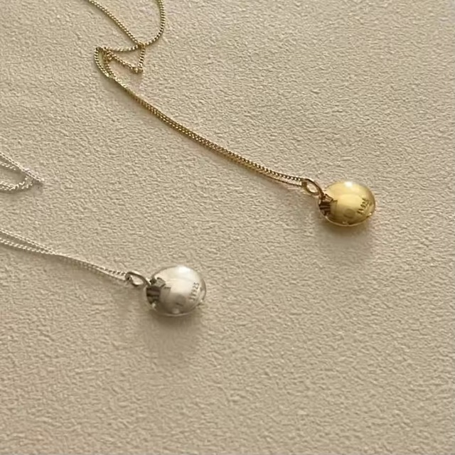 S925 Button necklace【silver/gold】(N55)