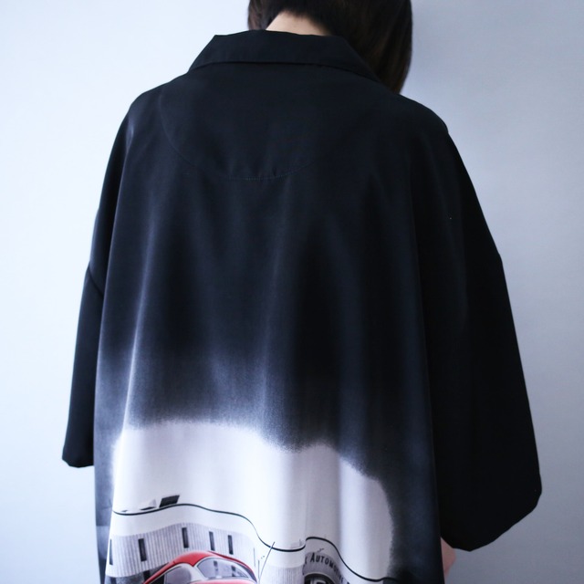 XXXXL super over silhouette front and back car graphic h/s shirt