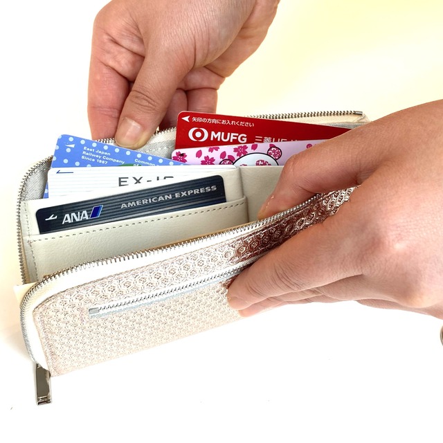 【HAK01】　1万円札が折らずに入る最少サイズの長財布「L字束入」　（スパイク箔）
