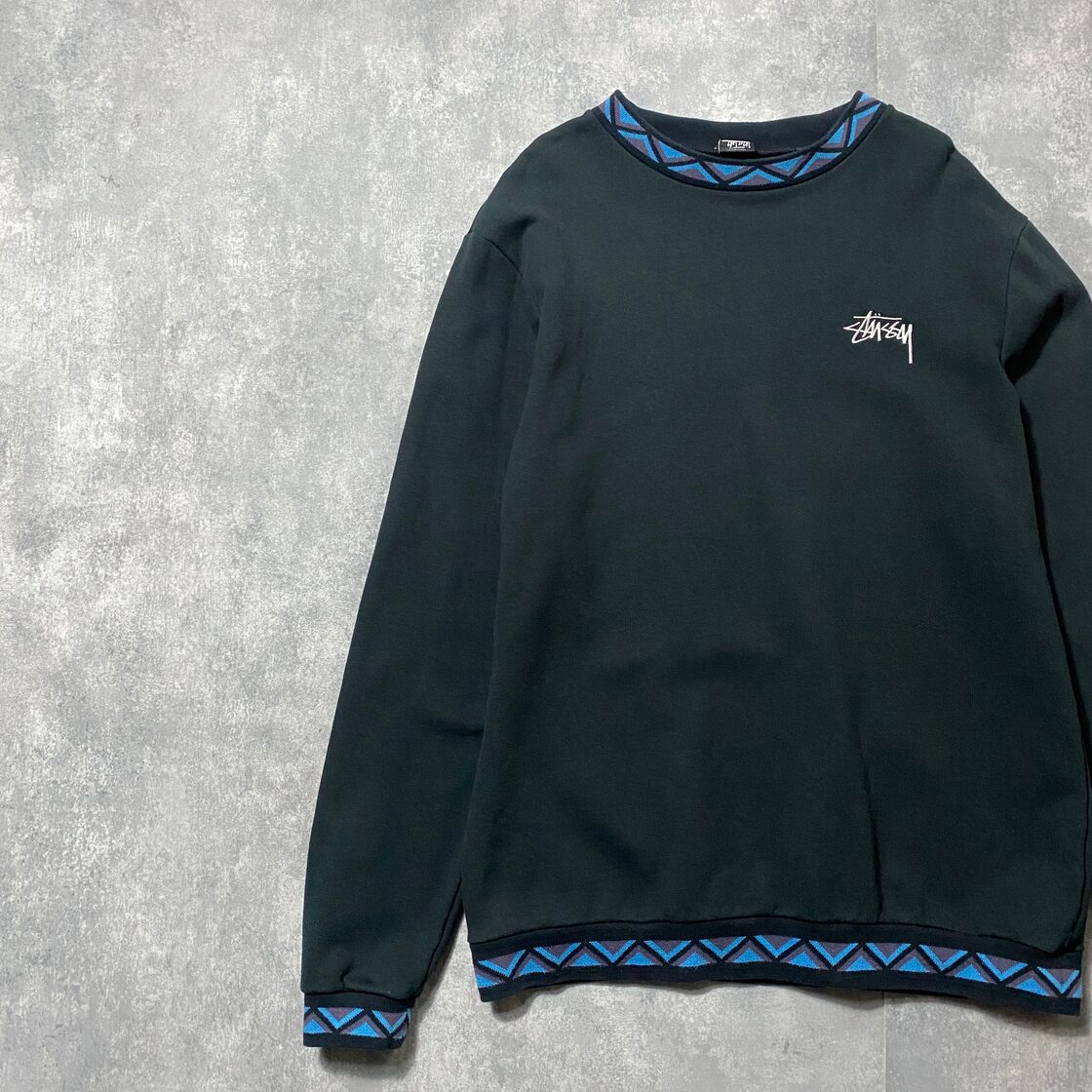 stussy ステューシー 刺繍ワンポイント 柄リブ スウェット | Pay ID
