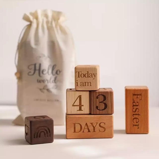 【受注】wooden monthly block 6set 木製マンスリーブロックセット