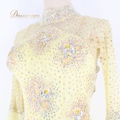 社交ダンス 衣装 スタンダードレス ワンピース ドレス スタンダード 黄色 レース デモ 競技 ダンス パーティ 発表会 綺麗 上品 明るい レモンカラー イエロー系 明るい黄色 フレアスカート 上品デザイン 女性用 ドレススタイル おしゃれ ショーダンスパフォーマンス 競技用衣装