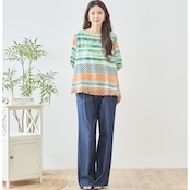 TRUBE マルチボーダーエスニックプリントトップス【M~L】