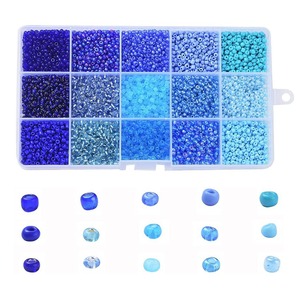 【新着特価】HappyHome ビーズ 手芸 アクセサリー ガラスビーズ 丸 3mm ブルー 15色 約7500個 DIY 手作りアクササリー ビーズセット