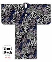 【受注商品】Rumi Rockきもの「レースゼブラ」ブルー　[A639]