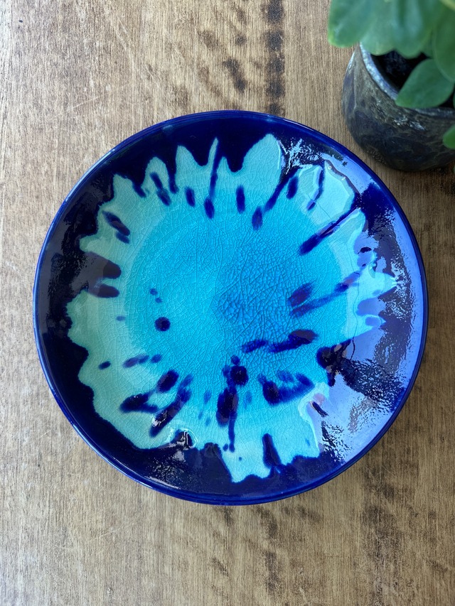 翠シリーズ　約20.5cm皿　※限定カラー裏面トルコマットブルー