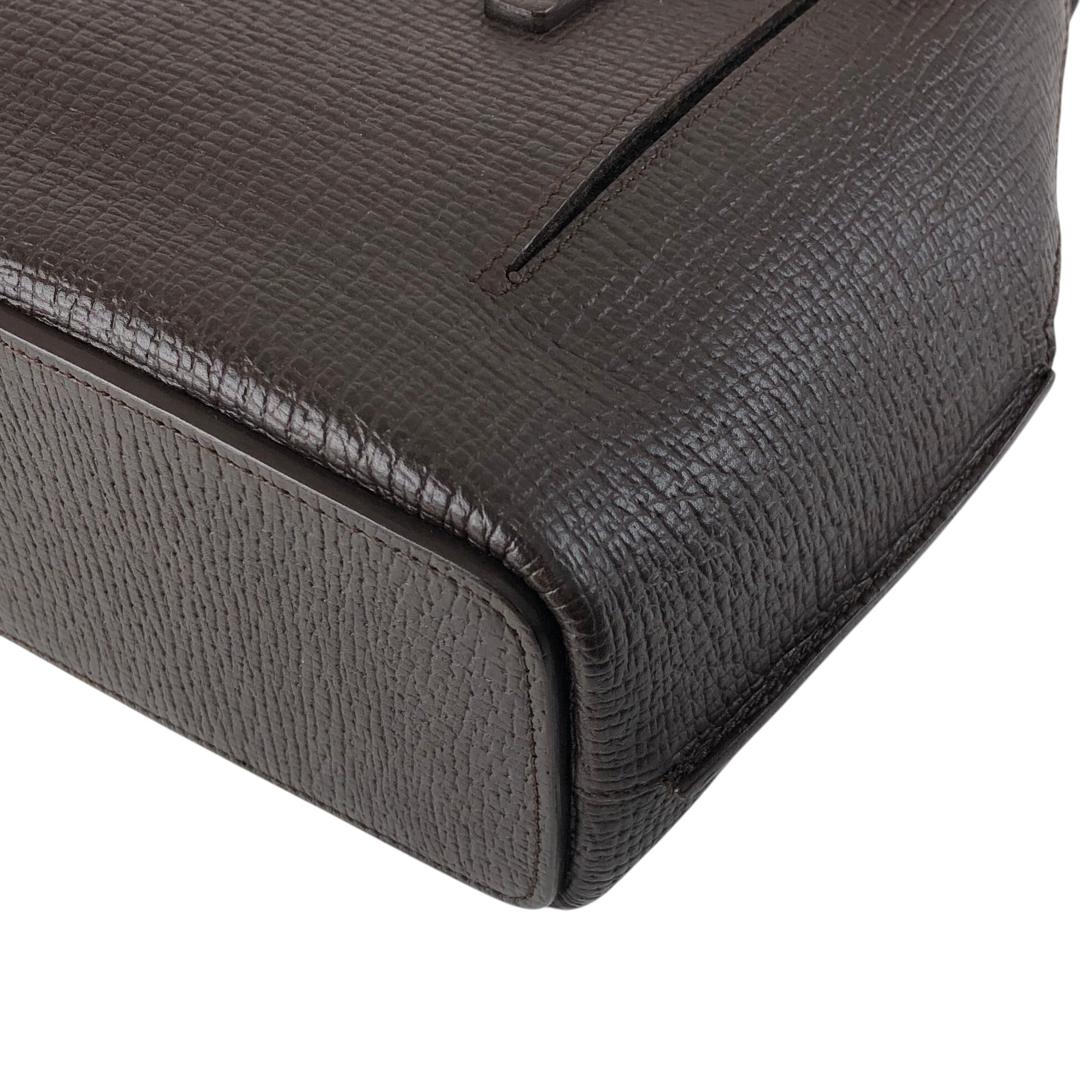 LOEWE ロエベ ハンドバッグ ブラウン ロゴ レザー 型押し vintage