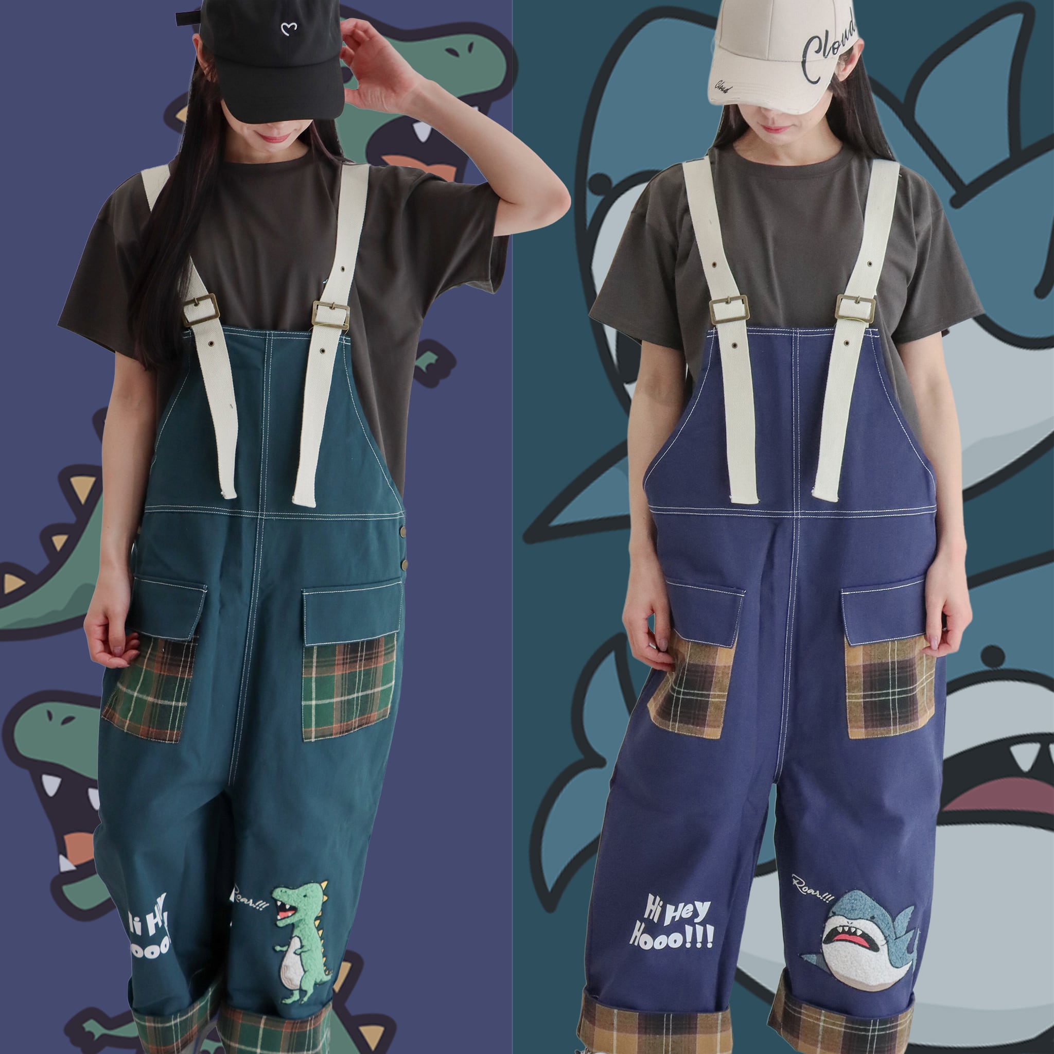 WAIT… DINOSAUR & SHARK? Overalls 「恐竜とサメ？」と聞かれる恐竜
