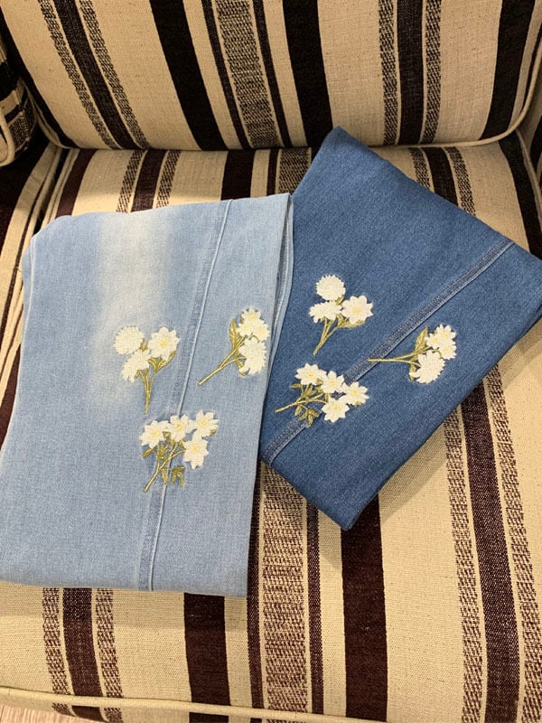フラワー刺繍デニムパンツ［Color:インディゴ］［Size:S,Mサイズ］通常