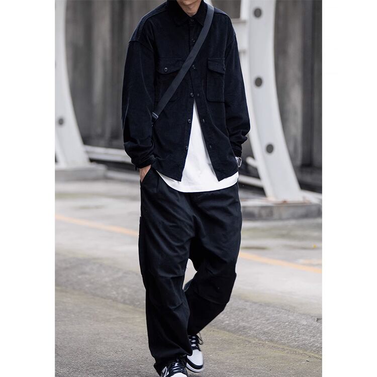 ★TEXTURED PLAIN CORDUROY WORK SHIRT　　　A0785