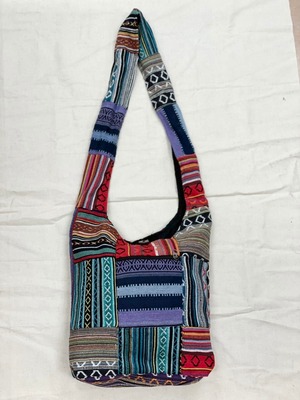 ネパールパッチワーク織り柄サリーバック