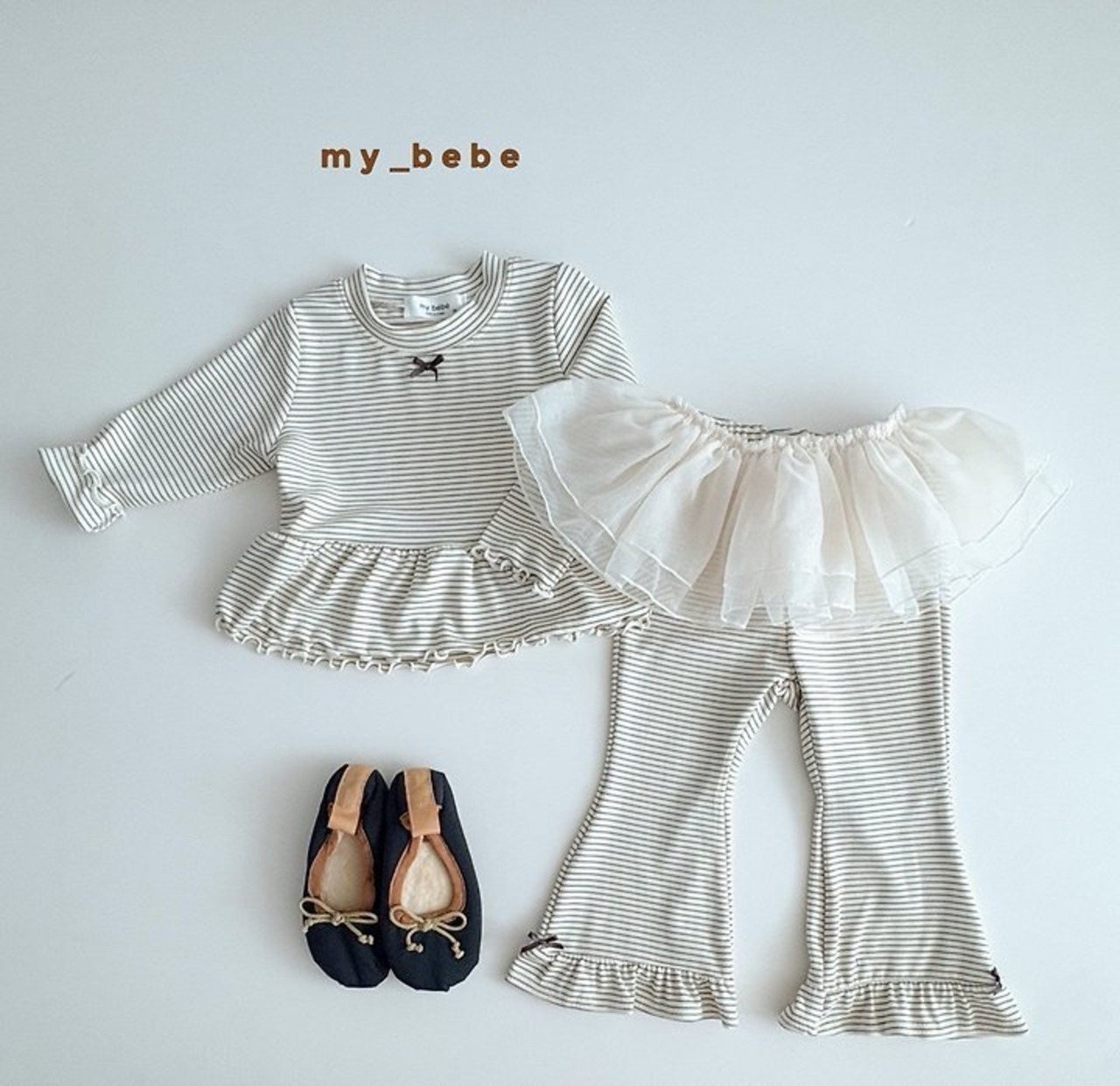 韓国子供服 / Mybebe / ラップルリボンT / 長袖Ｔシャツ *XS~XL*