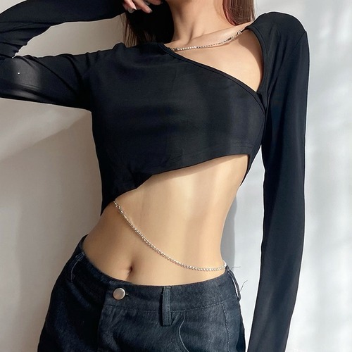 asymmetry cropped tops / l0807