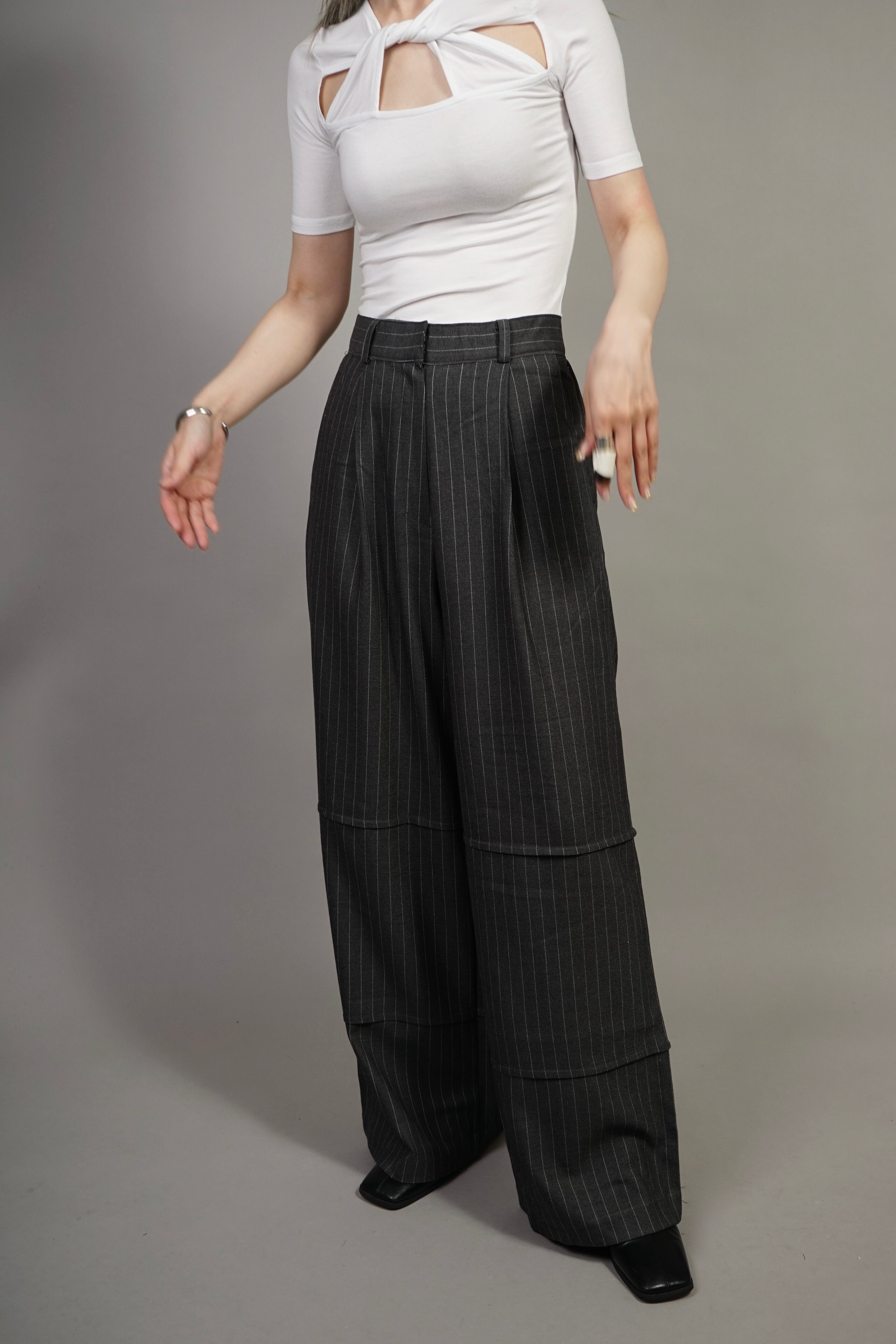 SWITCHING STRIPES WIDE PANTS (GRAY) 2203-94-123