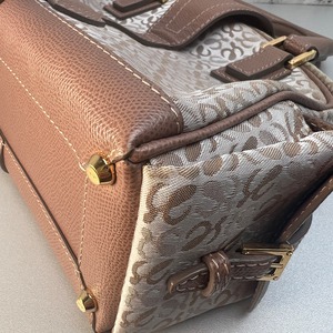 LOEWE ボーリングバッグ キャンバス×レザー ハンドバッグ ベージュ A-10192